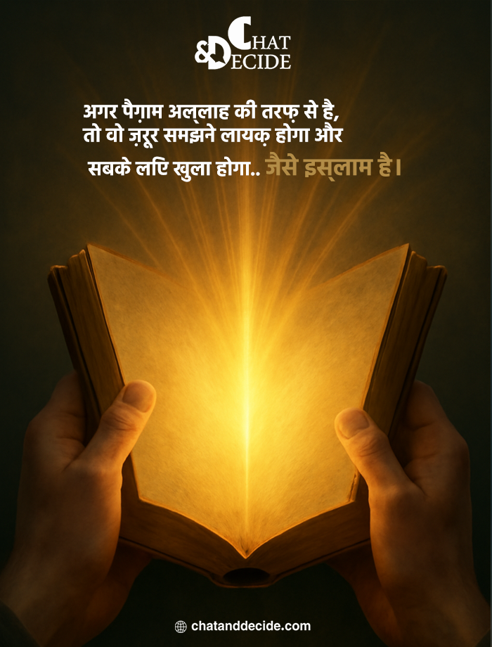 अगर पैग़ाम अल्लाह की तरफ़ से है, तो वो ज़रूर समझने लायक़ और सबके लिए खुला होगा... जैसे इस्लाम है